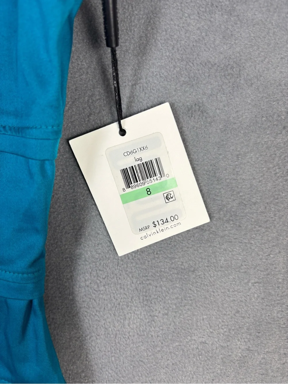 Calvin Klein NWT Teal Blue Sheath Dress 8 Pleated Banded Sleeveless‎ Cocktail